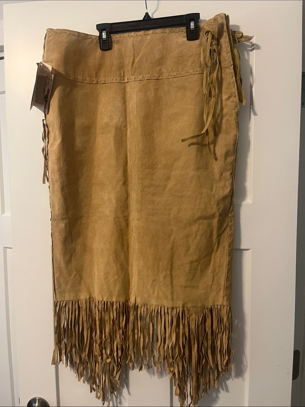 Scully Suede Leather High Rise Wrap Fringe Midi Skirt XL NWT Festival Western - Picture 10 of 16
